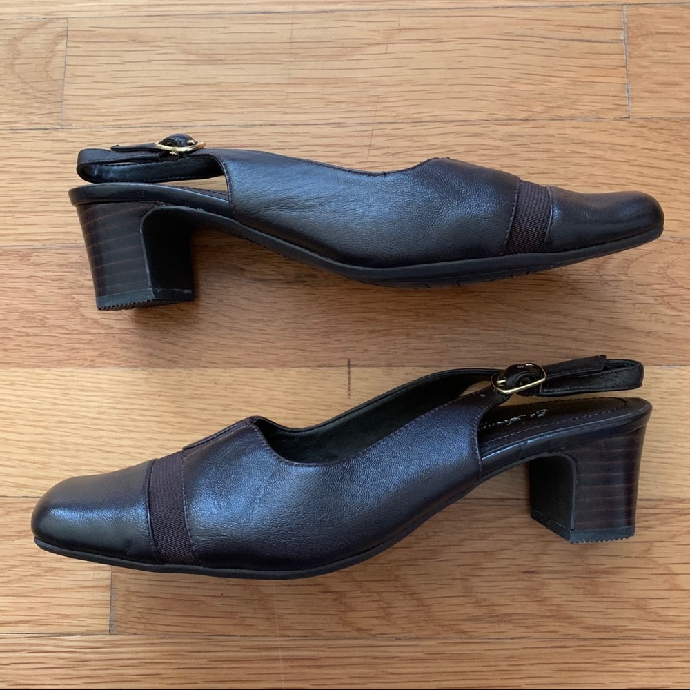 Vintage Easy Street Brown Square Toe Leather Slingback Heel, 6.5 - Picture 4 of 10